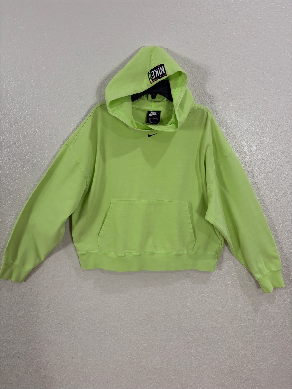 Nike Neon Lime Crewneck Hoodie,Size S.